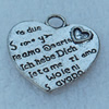 Pendant/Charm, Fashion Zinc Alloy Jewelry Findings, Lead-free, Heart 21x19mm, Sold by Bag