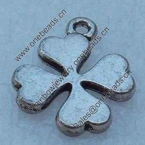 Pendant/Charm, Fashion Zinc Alloy Jewelry Findings, Lead-free, Flower 15x19mm, Sold by Bag