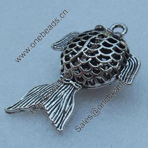 Hollow Bali Pendant, Zinc Alloy Jewelry Findings, Lead-free, Animal 53x36mm, Sold by Bag