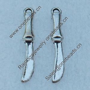 Pendant/Charm, Fashion Zinc Alloy Jewelry Findings, Lead-free, Knife 25x3mm, Sold by Bag