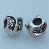 Europe Beads, Fashion Zinc Alloy Jewelry Findings, Lead-free, 9x9mm, hole:5mm, Sold by Bag