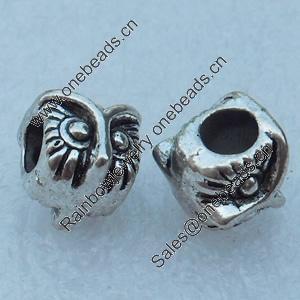 Europe Beads, Fashion Zinc Alloy Jewelry Findings, Lead-free, 9x9mm, hole:5mm, Sold by Bag