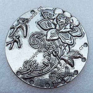 Pendant/Charm, Fashion Zinc Alloy Jewelry Findings, Lead-free, Flat Round 48mm, Sold by Bag