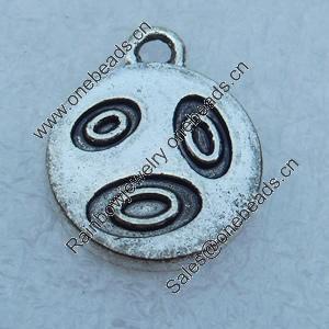 Pendant/Charm, Fashion Zinc Alloy Jewelry Findings, Lead-free, Flat Round 14mm, Sold by Bag