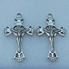 Pendant/Charm, Fashion Zinc Alloy Jewelry Findings, Lead-free, Cross 48x29mm, Sold by Bag