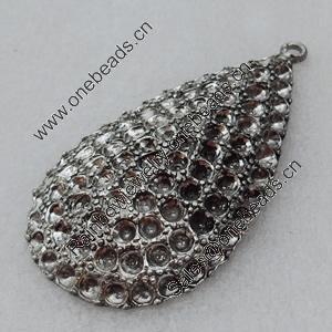 Pendant/Charm, Fashion Zinc Alloy Jewelry Findings, Lead-free, Teardrop 68x40mm, Sold by Bag