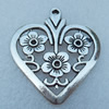 Pendant/Charm, Fashion Zinc Alloy Jewelry Findings, Lead-free, Heart 32x37mm, Sold by Bag