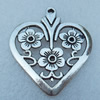 Pendant/Charm, Fashion Zinc Alloy Jewelry Findings, Lead-free, Heart 32x37mm, Sold by Bag
