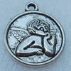 Pendant/Charm, Fashion Zinc Alloy Jewelry Findings, Lead-free, Flat Round 20x17mm, Sold by Bag