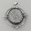 Zinc Alloy Pendant Settings, Nickel-free & Lead-free, 50x35mm, inner dia:18x25mm, Sold by PC 