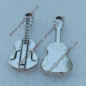 Pendant/Charm, Fashion Zinc Alloy Jewelry Findings, Lead-free, Guitar 25x9mm, Sold by Bag