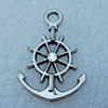 Pendant/Charm, Fashion Zinc Alloy Jewelry Findings, Lead-free, Rudder & Anchor 19x13mm, Sold by Bag