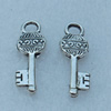 Pendant/Charm, Fashion Zinc Alloy Jewelry Findings, Lead-free, Key 25x17mm, Sold by Bag
