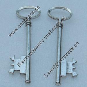 Pendant/Charm, Fashion Zinc Alloy Jewelry Findings, Lead-free, Key 78x21mm, Sold by Bag