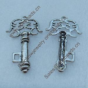 Pendant/Charm, Fashion Zinc Alloy Jewelry Findings, Lead-free, Key 52x27mm, Sold by Bag