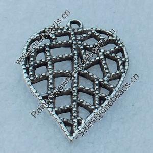 Pendant/Charm, Fashion Zinc Alloy Jewelry Findings, Lead-free, Heart 27x19mm, Sold by Bag