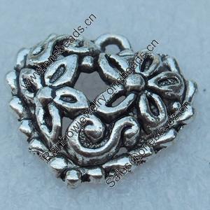 Pendant/Charm, Fashion Zinc Alloy Jewelry Findings, Lead-free, Heart 18x18mm, Sold by Bag