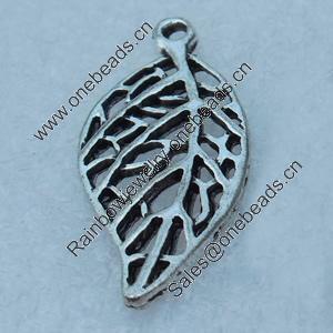 Pendant/Charm, Fashion Zinc Alloy Jewelry Findings, Lead-free, Leaf 31x13mm, Sold by Bag