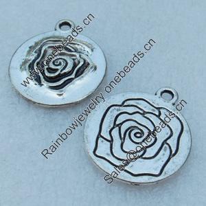 Pendant/Charm, Fashion Zinc Alloy Jewelry Findings, Lead-free, Flower 24x20mm, Sold by Bag