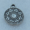Pendant/Charm, Fashion Zinc Alloy Jewelry Findings, Lead-free, Flat Round 17x13mm, Sold by Bag