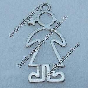 Pendant/Charm, Fashion Zinc Alloy Jewelry Findings, Lead-free, Children 40x19mm, Sold by Bag