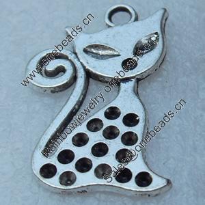 Pendant/Charm, Fashion Zinc Alloy Jewelry Findings, Lead-free, Animal 30x21mm, Sold by Bag