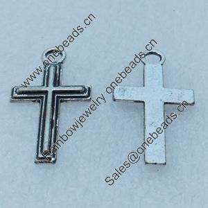 Pendant/Charm, Fashion Zinc Alloy Jewelry Findings, Lead-free, Cross 23x12mm, Sold by Bag