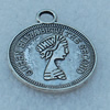 Pendant/Charm, Fashion Zinc Alloy Jewelry Findings, Lead-free, Flat Round 21x17mm, Sold by Bag