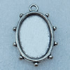 Zinc Alloy Cabochon Settings, Fashion jewelry findings, 26x17mm, inner dia:13x20mm, Sold by bag