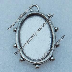 Zinc Alloy Cabochon Settings, Fashion jewelry findings, 26x17mm, inner dia:13x20mm, Sold by bag