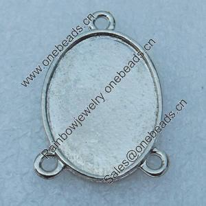 Zinc Alloy Cabochon Settings, Fashion jewelry findings, 27x17mm, inner dia:17x23mm, Sold by bag