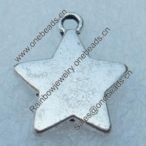 Pendant/Charm, Fashion Zinc Alloy Jewelry Findings, Lead-free, Star 18x15mm, Sold by Bag