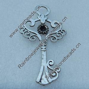 Pendant/Charm, Fashion Zinc Alloy Jewelry Findings, Lead-free, Cross 59x31mm, Sold by Bag