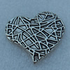 Pendant/Charm, Fashion Zinc Alloy Jewelry Findings, Lead-free, Heart 22x23mm, Sold by Bag