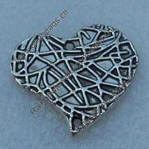 Pendant/Charm, Fashion Zinc Alloy Jewelry Findings, Lead-free, Heart 22x23mm, Sold by Bag