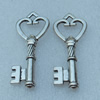 Pendant/Charm, Fashion Zinc Alloy Jewelry Findings, Lead-free, Key 45x17mm, Sold by Bag