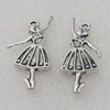 Pendant/Charm, Fashion Zinc Alloy Jewelry Findings, Lead-free, Dancer 30x9mm, Sold by Bag