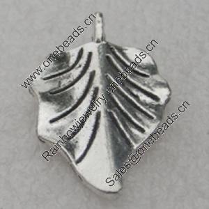 Pendant/Charm, Fashion Zinc Alloy Jewelry Findings, Lead-free, Leaf 30x16mm, Sold by Bag