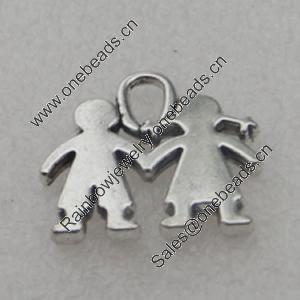 Pendant/Charm, Fashion Zinc Alloy Jewelry Findings, Lead-free, Boy & Gril 20x20mm, Sold by Bag