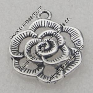 Pendant/Charm, Fashion Zinc Alloy Jewelry Findings, Lead-free, Flower 22x19mm, Sold by Bag