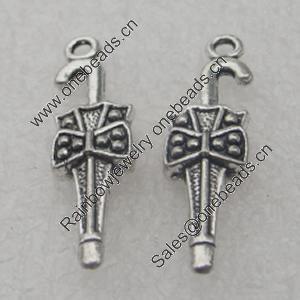 Pendant/Charm, Fashion Zinc Alloy Jewelry Findings, Lead-free, Umbrella 26x6mm, Sold by Bag