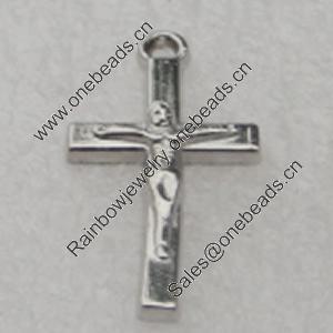 Pendant/Charm, Fashion Zinc Alloy Jewelry Findings, Lead-free, Cross 22x11mm, Sold by Bag