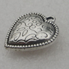 Pendant/Charm, Fashion Zinc Alloy Jewelry Findings, Lead-free, Heart 20x18mm, Sold by Bag