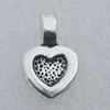 Pendant Bails，Fashion Zinc Alloy jewelry findings, Heart 15x9mm. Sold by Bag