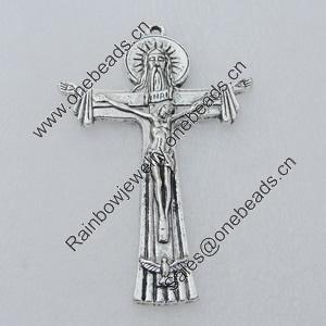 Pendant/Charm. Fashion Zinc Alloy Jewelry Findings. Lead-free. Cross 76x49mm. Sold by pcs/color