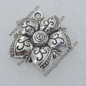 Pendant/Charm. Fashion Zinc Alloy Jewelry Findings. Lead-free. Flower  24x23mm. Sold by Bag