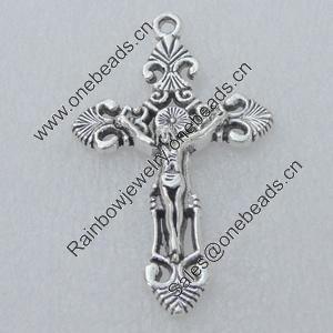 Pendant/Charm. Fashion Zinc Alloy Jewelry Findings. Lead-free. Cross  51x30mm. Sold by Bag