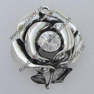 Pendant/Charm. Fashion Zinc Alloy Jewelry Findings. Lead-free. Flower  65x57mm. Sold by pcs/color