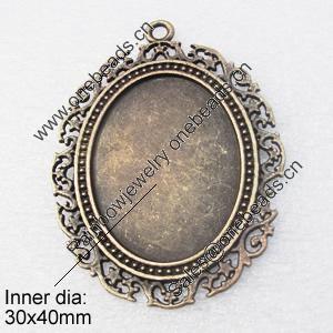 Zinc Alloy Cabochon Settings, Fashion jewelry findings, 48x57mm, inner dia:30x40mm, Sold by bag