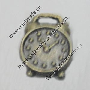 Pendant/Charm. Fashion Zinc Alloy Jewelry Findings. Lead-free. Clock13x8mm. Sold by Bag